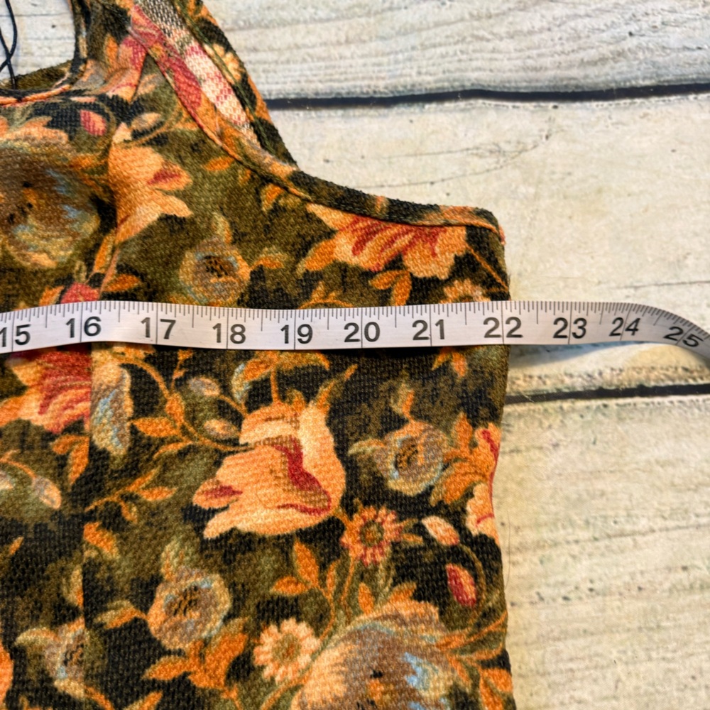 NWT cider fall brown color floral print front slit mini dress. 3XL - Picture 6 of 7